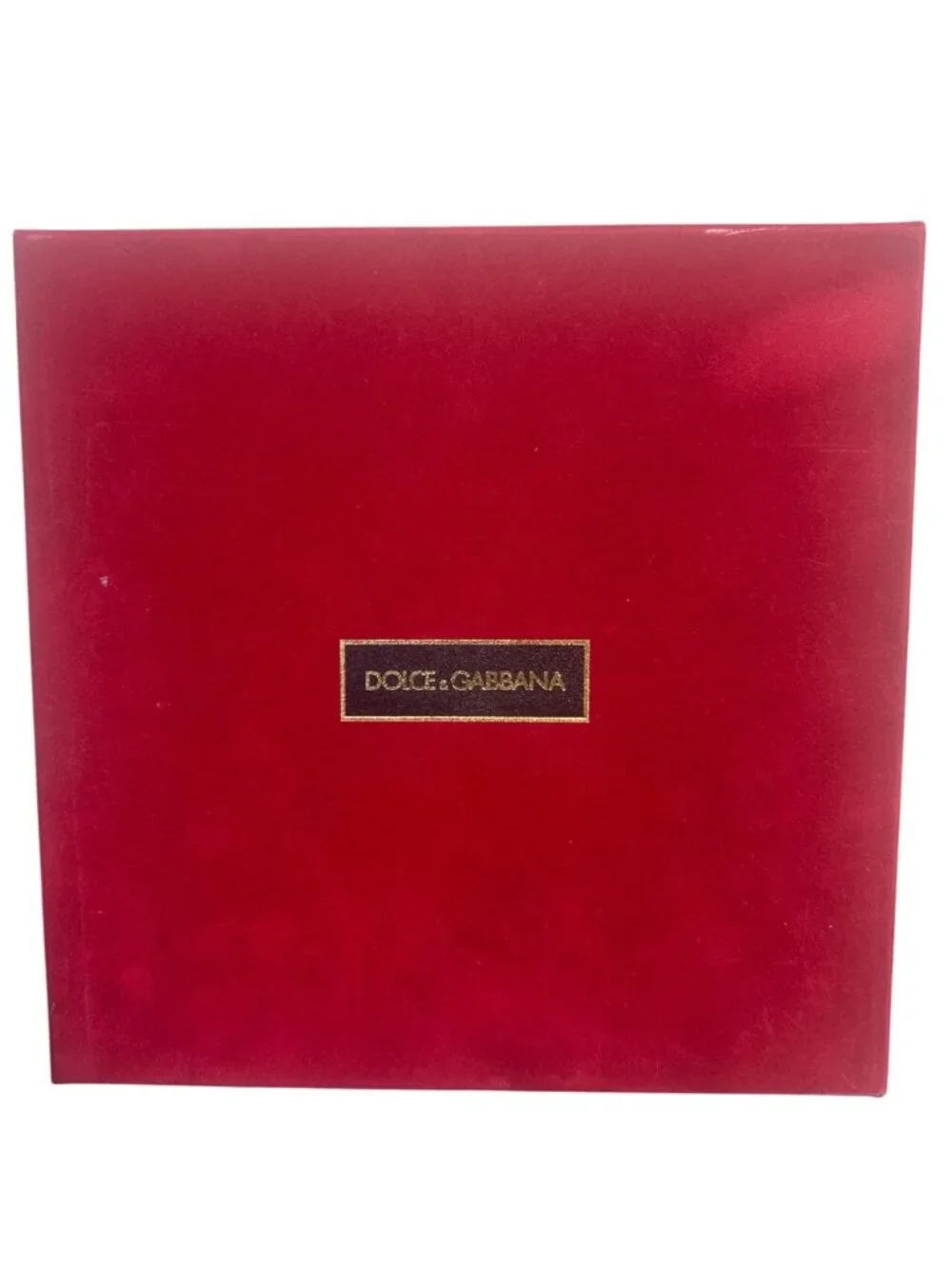 Dolce & Gabbana Red Velvet Storage Box Black Logo Gold Interior Luxury Designer